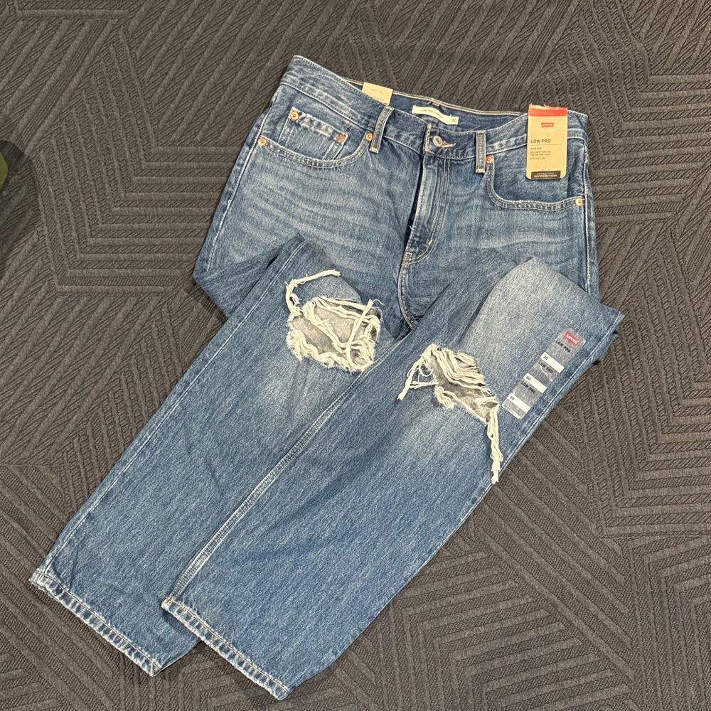 Levi's Blue Distressed Women's Straight Leg Jeans